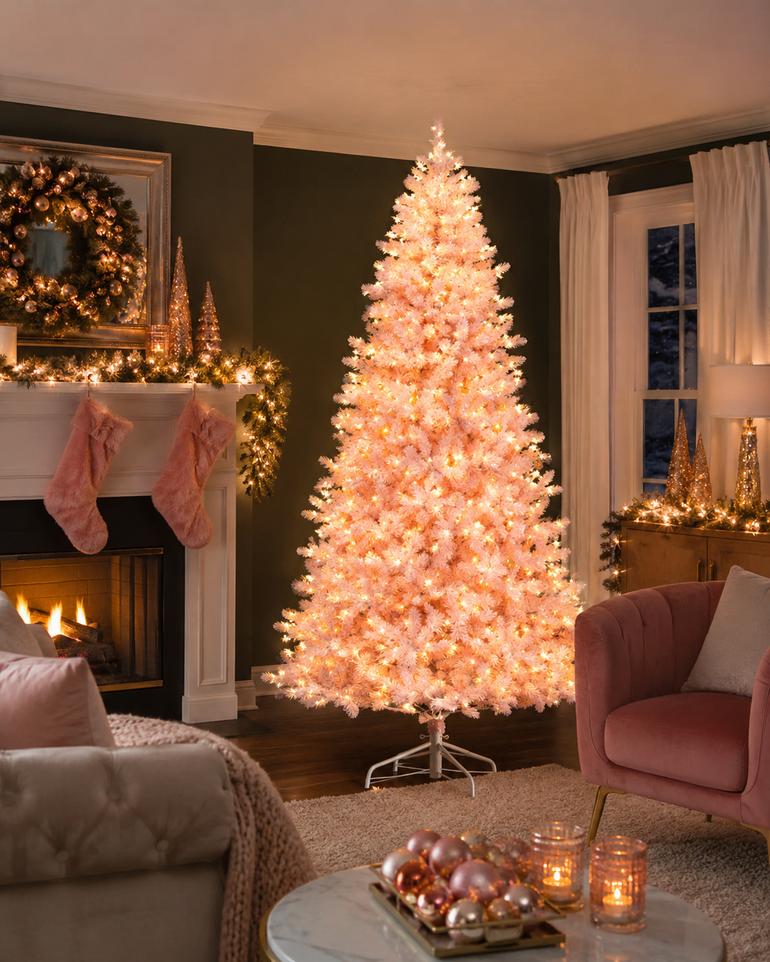 Pink Artificial Christmas Tree | Pre-Lit 7.5FT