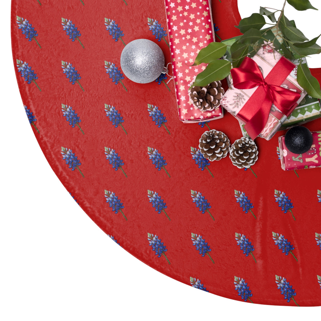 Texas Bluebonnet Christmas Tree Skirt | Red