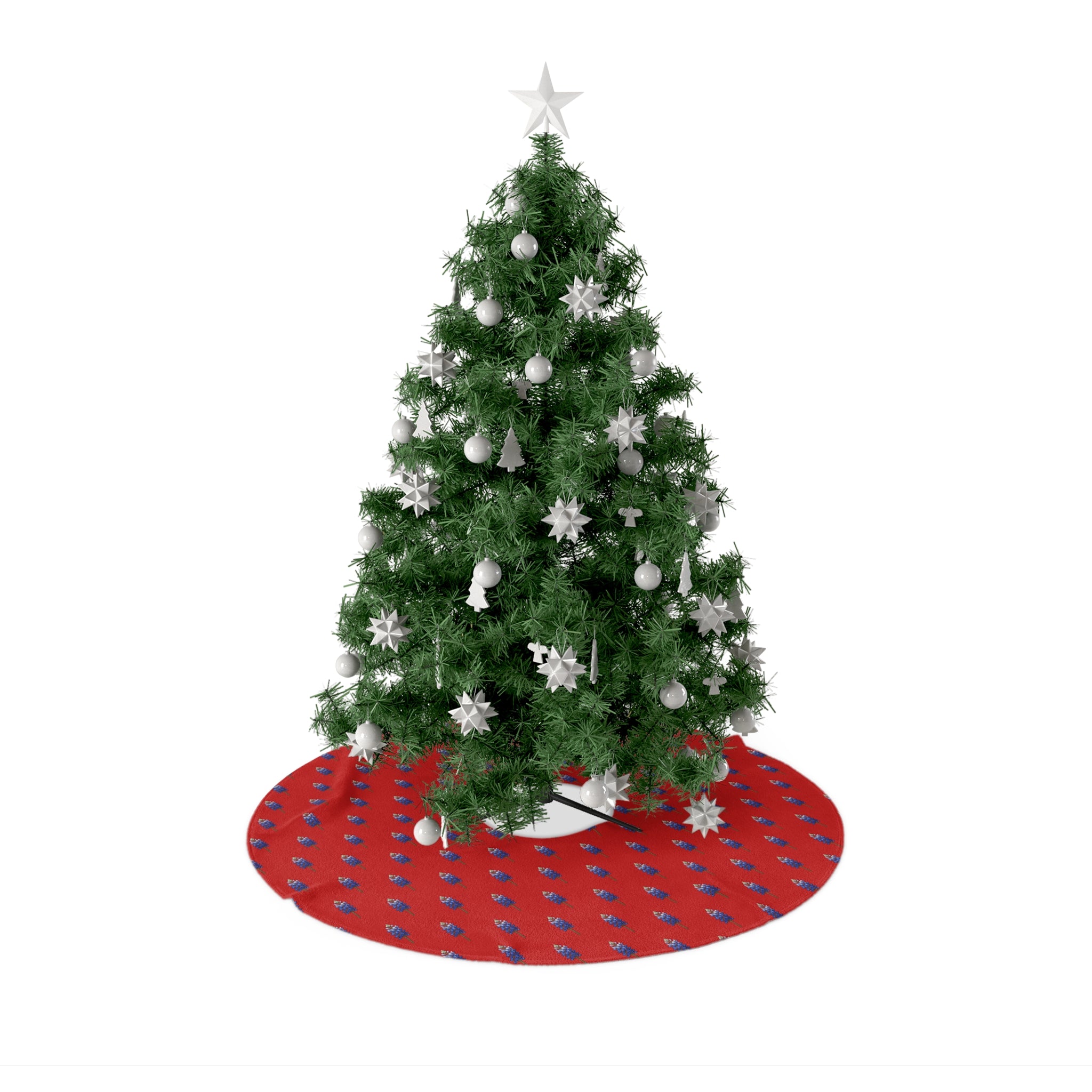 Texas Bluebonnet Christmas Tree Skirt | Red