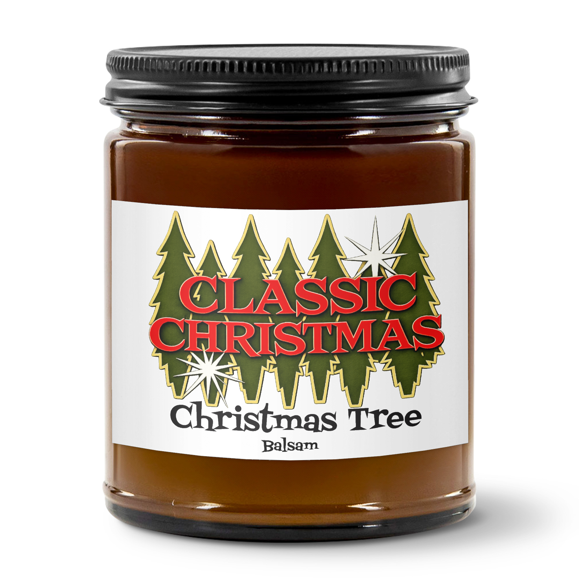 Classic Christmas Tree Balsam Candle | 100% Soy |  Amber Jar | 3"x2" 9OZ
