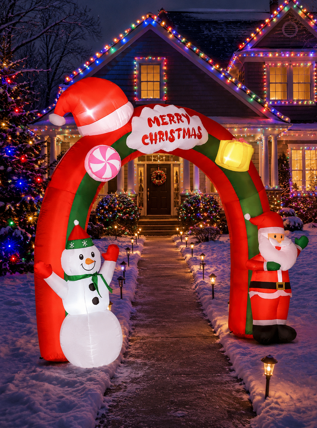 Inflatable Lighted Outdoor Christmas Arch-LED 9FT