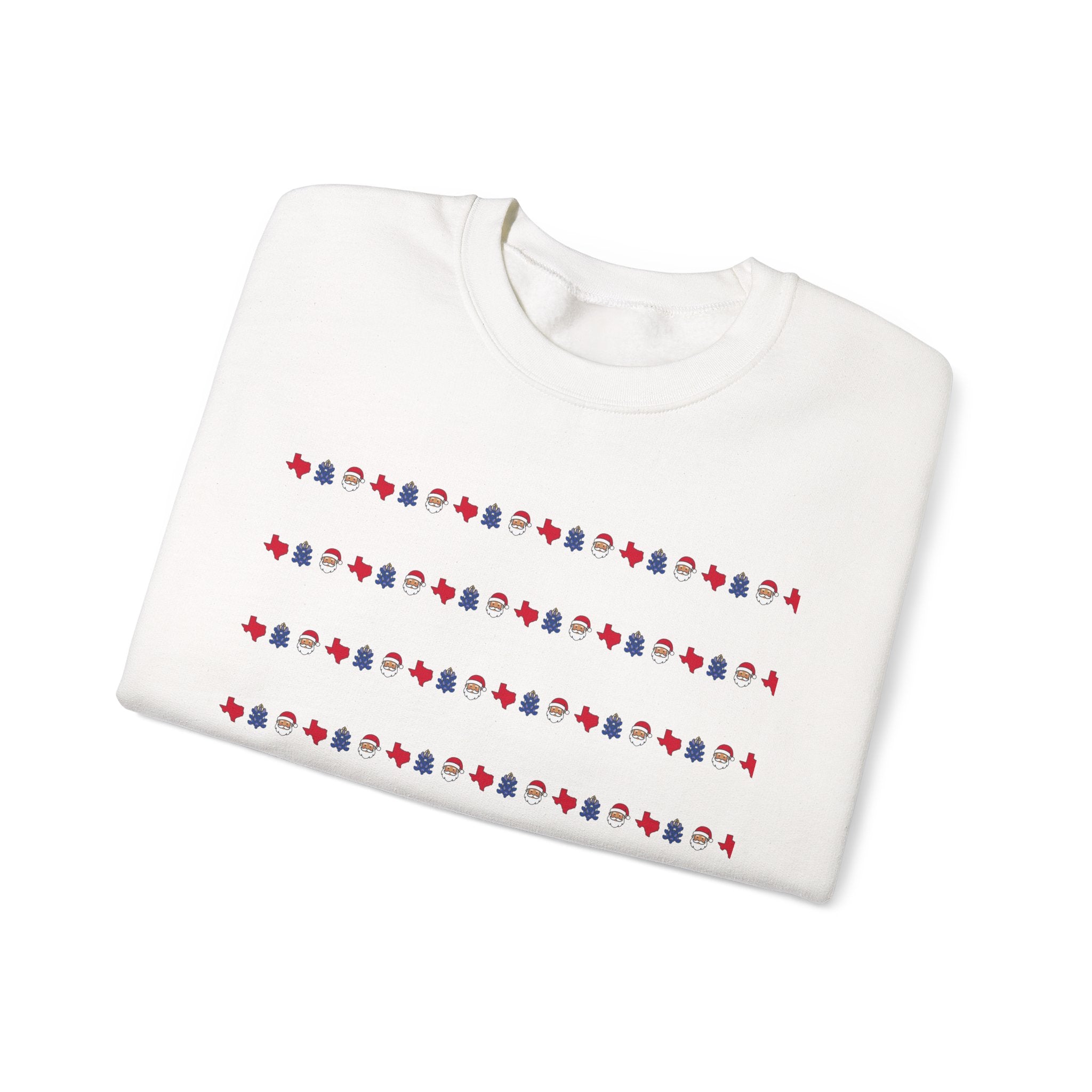 Texas Bluebonnet Christmas Sweater | Classic Christmas Texas BlueBonnet & Santa Clause Pattern Sweatshirt