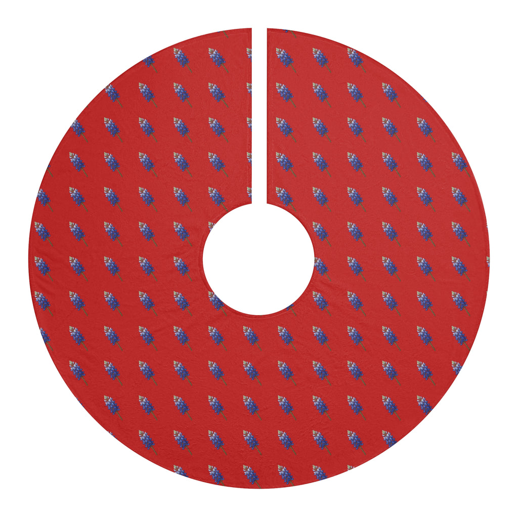 Texas Bluebonnet Christmas Tree Skirt | Red