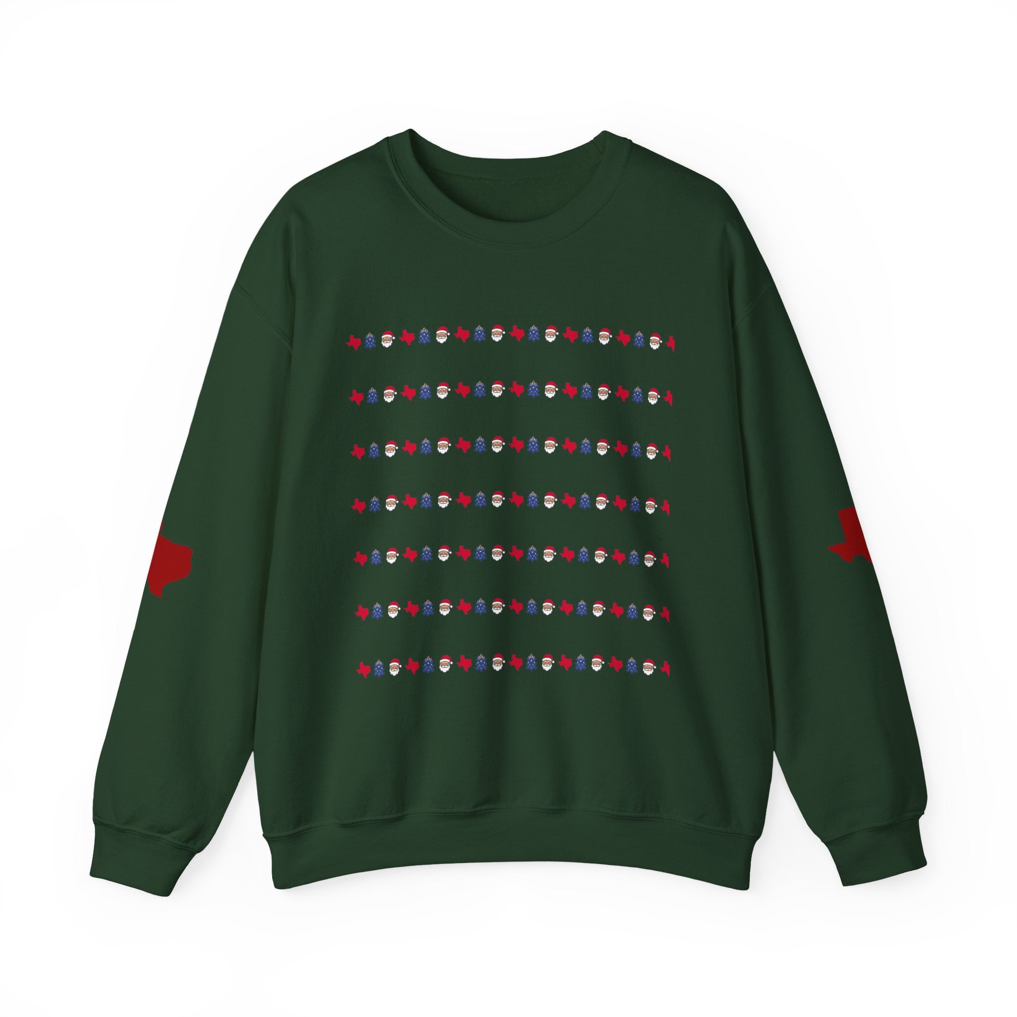 Texas Bluebonnet Christmas Sweater | Classic Christmas Texas BlueBonnet & Santa Clause Pattern Sweatshirt
