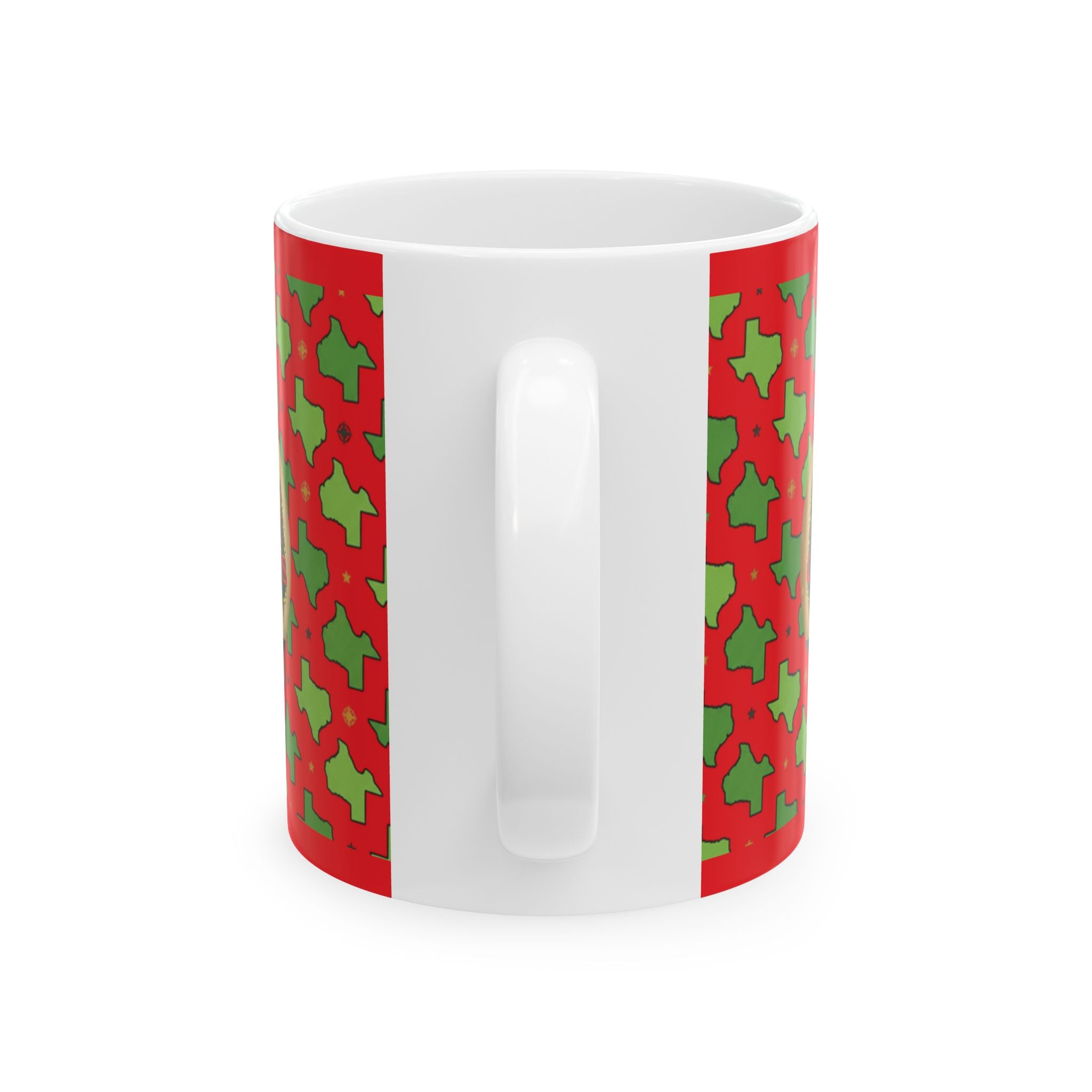 Classic Christmas |Texas Ornament Mug - Red & Green State Pattern Holiday Coffee Cup (11oz)
