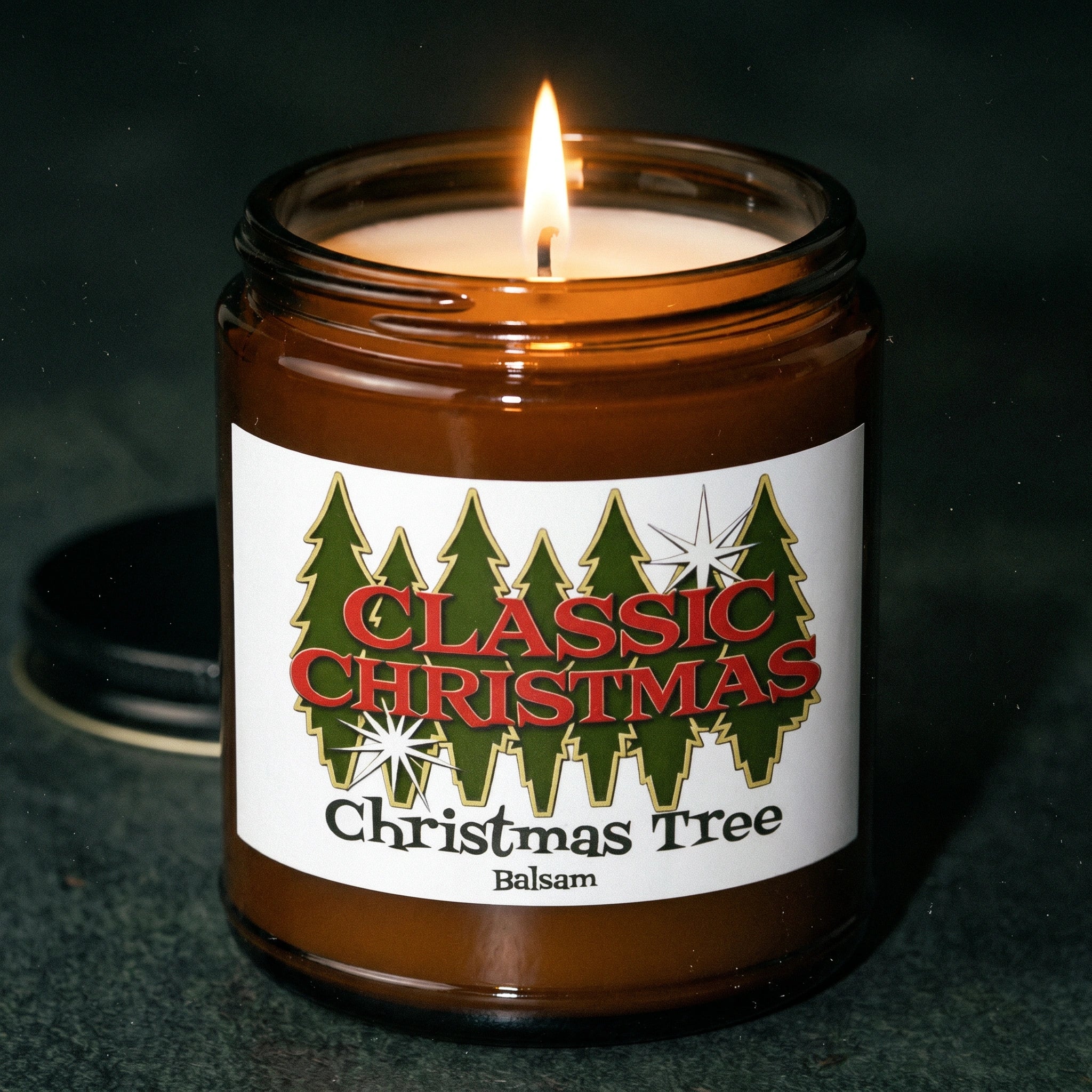 Classic Christmas Tree Balsam Candle | 100% Soy |  Amber Jar | 3"x2" 9OZ