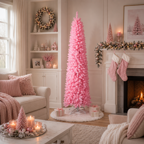 7.5FT Pink Pencil Christmas Tree | Unlit