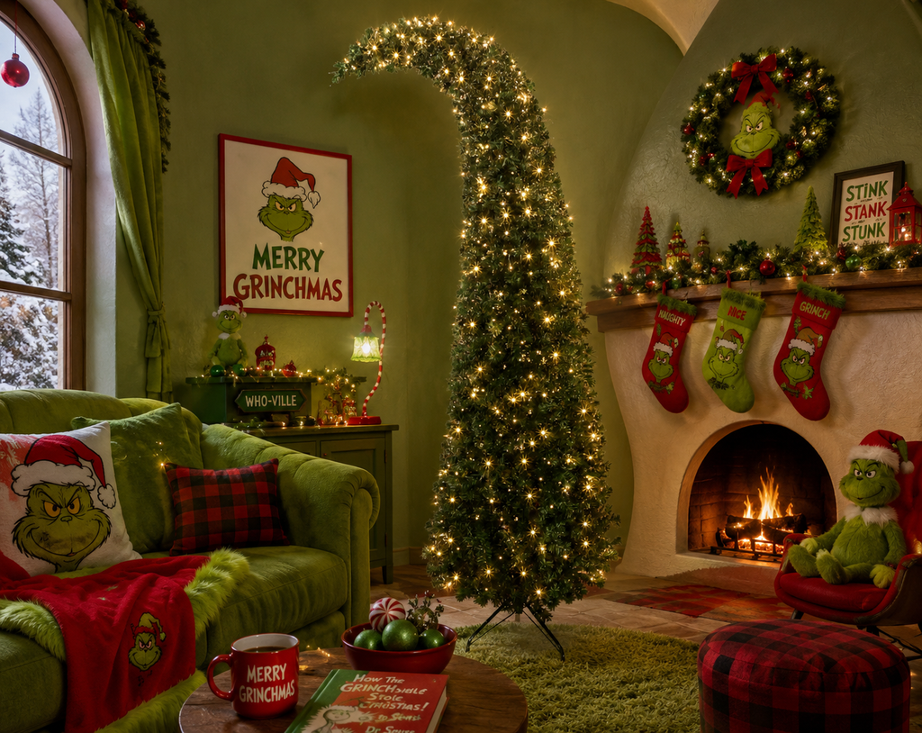 Pre-lit Bent Top Artificial Christmas Tree-6FT