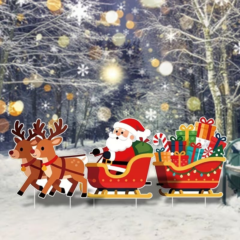 NNETM Christmas Santa Sleigh Outdoor Decoration Set