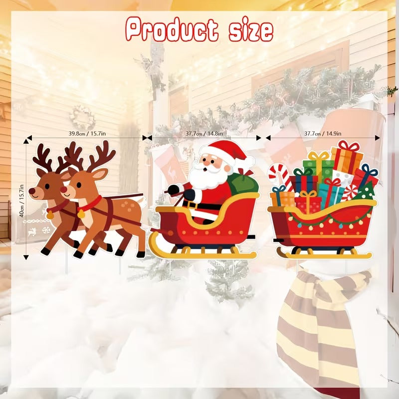NNETM Christmas Santa Sleigh Outdoor Decoration Set
